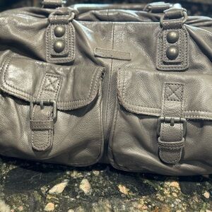 Liebskind grey leather double zippers